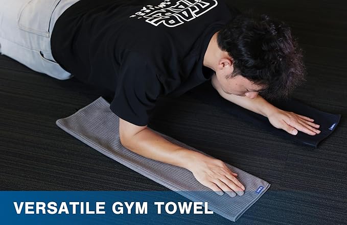 Microfiber Gym Towels with Snap Strap Closure, Ribbed Pattern Sports Towels for Yoga, Home and Outdoor Activities, 27” x 16”, 6 Pack, Light Blue-GravixFit