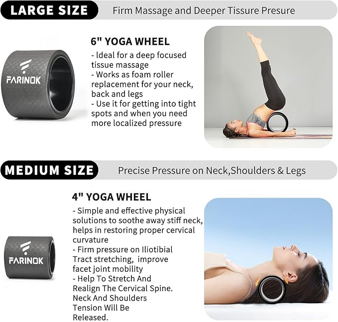 Yoga Wheel for Back Pain Relief, Back Roller Wheel with Extra Cushion, Wider & Thickest Foam, Stretches and Strengthens Core Muscles-GravixFit