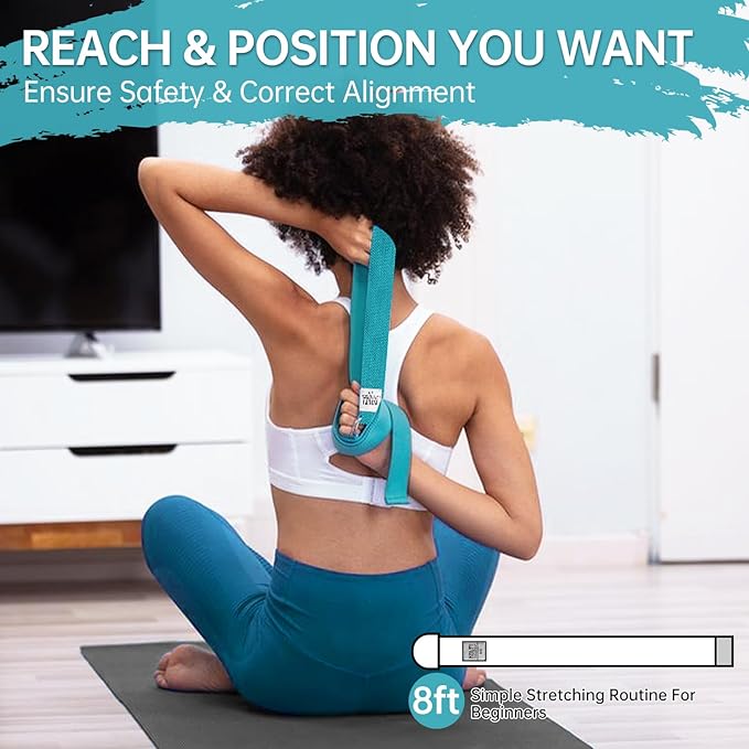 Yoga Exercise Adjustable Straps 8FT with Durable D-Ring for Pilates & Gym Workouts | Hold Poses, Stretch, Improve Flexibility & Maintain Balance-GravixFit