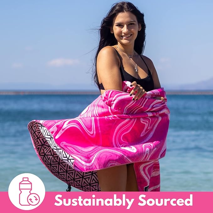 ECCOSOPHY Microfiber Beach Towel - Sand Free Towels are Quick Dry, Light Weight, Super Absorbent - Perfect Pool, Travel, Cruise, Camping Essentials - Oversized Extra Large for Adults 71x35 in-GravixFit