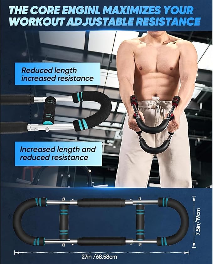 LYKAN Twister Arm Trainer, 40-100lb Adjustable Chest Workout Equipment, Arm Trainer, Twister Arm Trainer, Portable Power Twister Bar, Detachable Design Fitness Anywhere-GravixFit