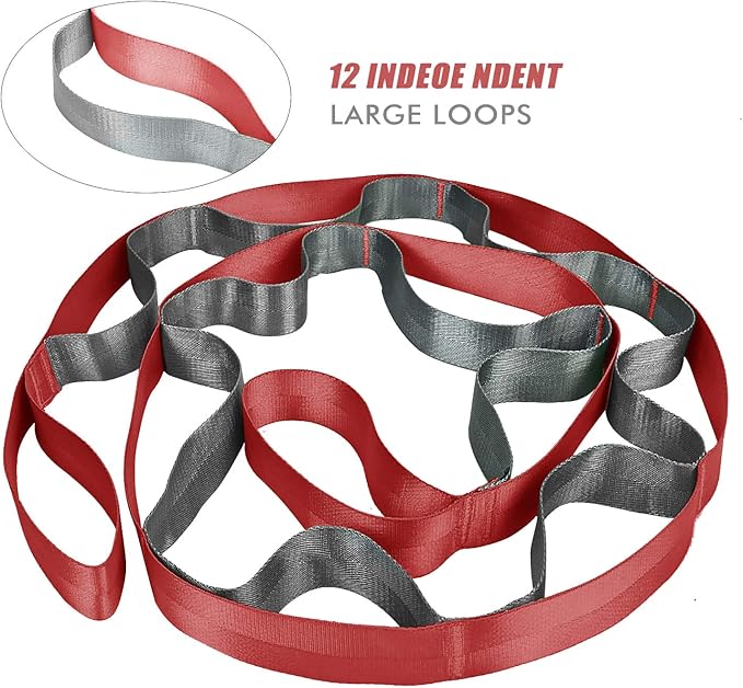 SANKUU Yoga Straps Stretching Strap with 12 Loops Workout Poster, Straps for Stretching Physical Therapy Equipment Long Stretch Out Bands for Exercise, Pilates and Gymnastics for Women Men-GravixFit