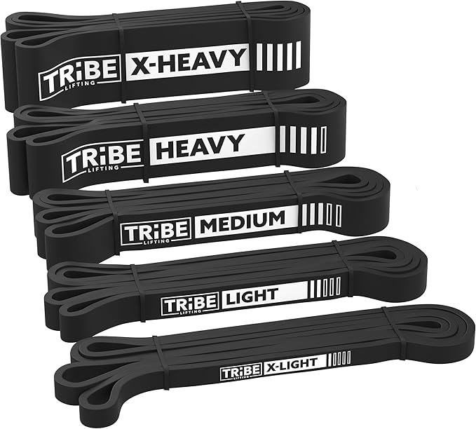 Long Resistance Bands for Working Out Men and Women - Set of 5 Pull-Up Bands, Rubber Handles and Door Anchor - Workout Bands Resistance for Men - Exercise Bands Resistance Bands Set-GravixFit