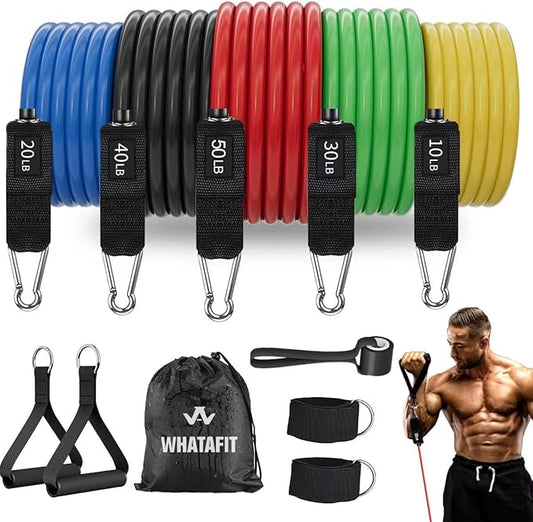 WHATAFIT Resistance Bands, Exercise Bands，Resistance Bands for Working Out, Work Out Bands with Handles for Men and Women Fitness, Strength Training Home Gym Equipment-GravixFit