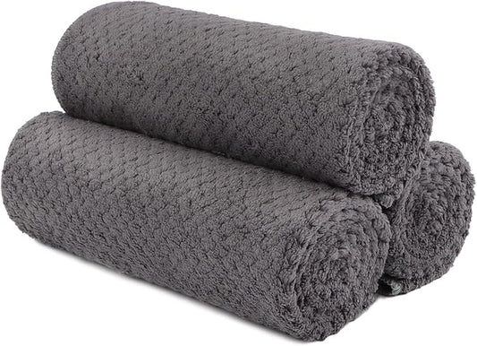 HOMEXCEL Gym Towels 3 Packs, (16x27 inches) Highly Absorbent Yoga Towel, Ultra Soft Hand Towels for Daily Use, Fast Drying Microfiber Workout Towels for Gym, Spa, Fitness, Camping, Hotel-GravixFit