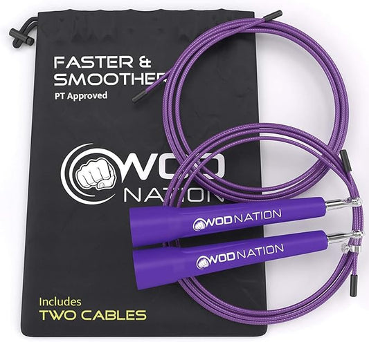 WOD Nation Adjustable Speed Jump Rope For Men, Women & Children - Blazing Fast Fitness Skipping Rope Perfect for Boxing, MMA, Endurance-GravixFit