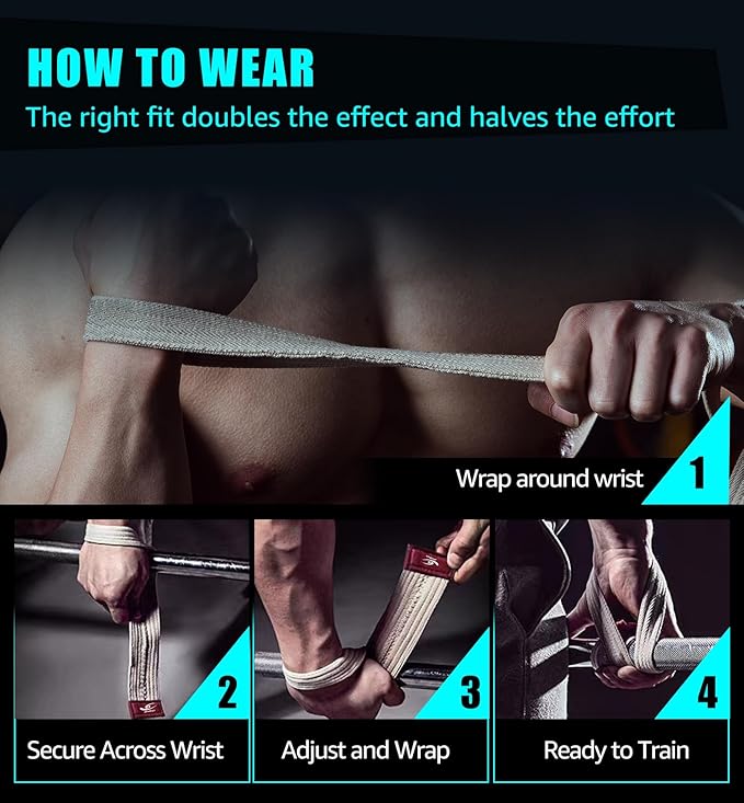 HiRui Cotton Lifting Wrist Straps (Pair) for Weightlifting Powerlifting Bodybuilding Strength Training | Wrist Support Wraps for Enhanced Grip & Stability - Soft & Durable, 13 inch Fits All-GravixFit