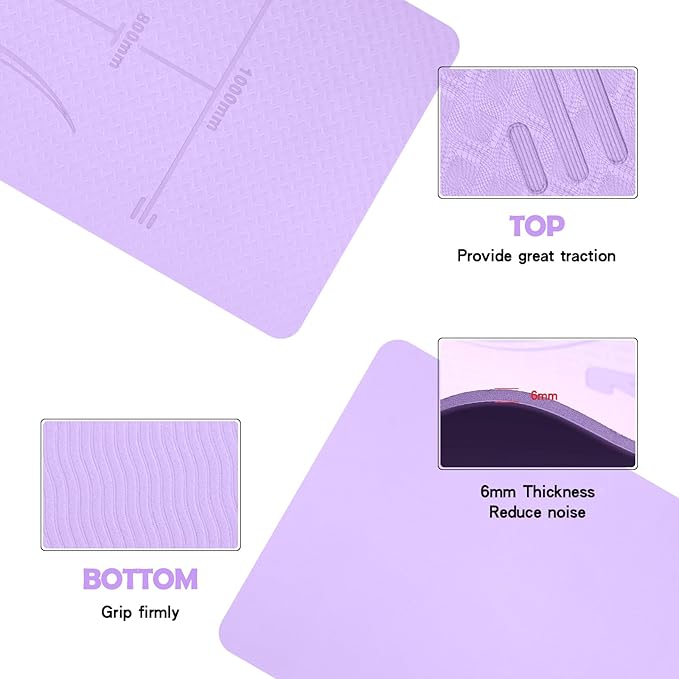 Exercise Equipment Mat for Ab Roller Wheel, Non Slip Abdominal Knee Mat, 6mm Thick Home Gym Floor Pad for Yoga, Pilates, Skipping, 72"L X 24"W X 0.24"Th, TPE-GravixFit