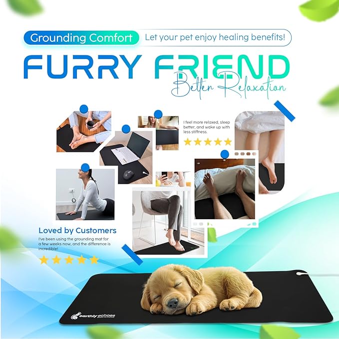 Grounding Mat for Feet, Chair & Yoga | Earthing Grounding Mat for Pain Anxiety Pain Relief, Inflammation | Spacious Grounding Pads for Sleep & Wellness | Includes Grounding Tester, Cable & Mat Tester-GravixFit