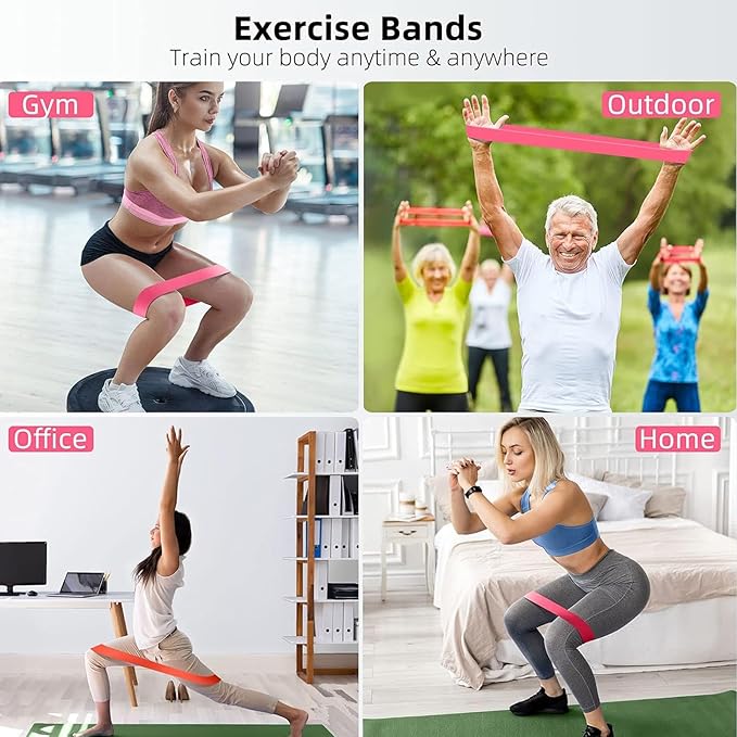 Resistance Bands Legs Hip Stretching Workout Elastic Rubber Loop with Exercise Fitness Guidance Men Women Yoga Pilates Gear Come with Carry Bag-GravixFit