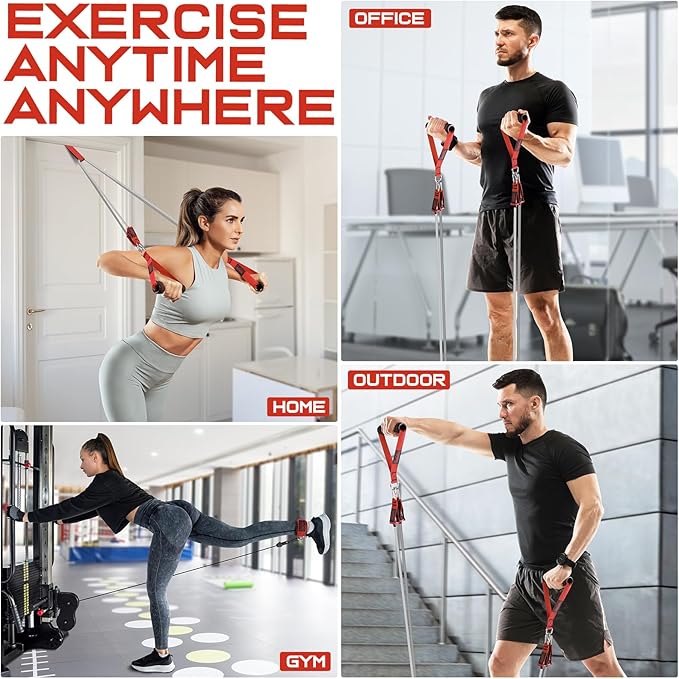 WALITO Resistance Bands Set - Exercise Bands with Handles, Door Anchor, Legs Ankle Straps, for Heavy Resistance Training, Physical Therapy, Muscle Training, Yoga, Home Workouts-GravixFit