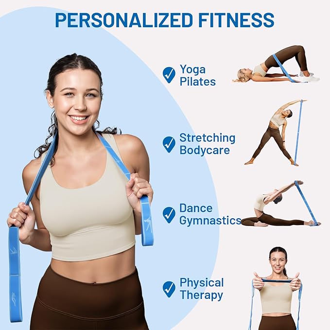 Slim Panda Stretch Strap, Dance Stretch Bands Flexibility, Elastic Yoga Stretching Strap with 9 Loops for Physical Therapy, Pilates, Yoga, Ballet, Gymnastics Stretching Bands for Exercise-GravixFit