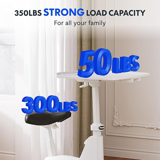 FLEXISPOT Exercise Bike with 2D Desktop, Space Saving Under Desk Bike with Removable Desk, Stationary Bikes Indoor Bikes with 300LBS Heavy Duty 8-Level Resistance Flywheel Optional LCD, V9PRO/V9MAX