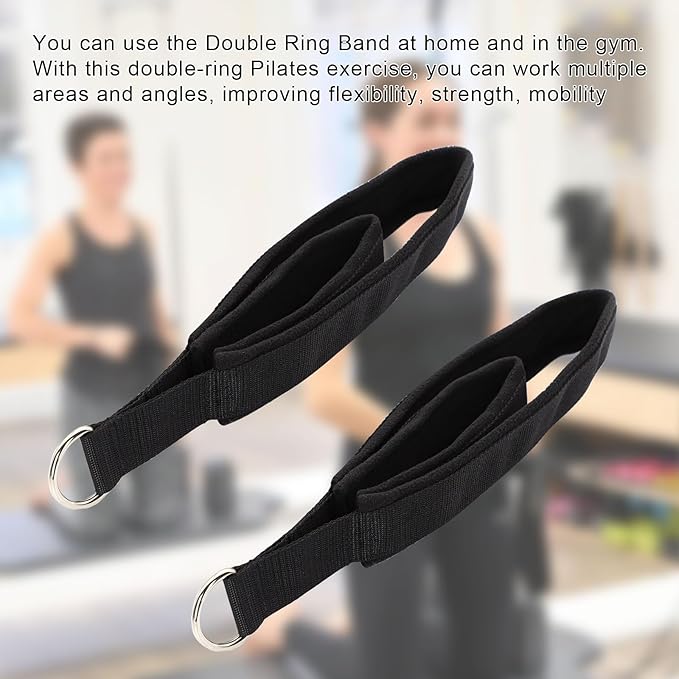 Pilates Double Loop Straps for Reformer, D Ring Straps Handle, Yoga Exercise Straps, 2 PCS-GravixFit