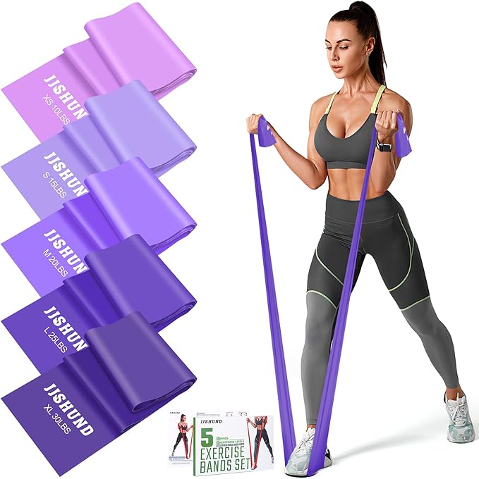 5 Pcs Resistance Bands, Professional Exercise Bands Elastic Stretch Bands for Fitness Yoga Pilates Stretching Strength Training, Workout Bands for Women and Men Home Gym-GravixFit