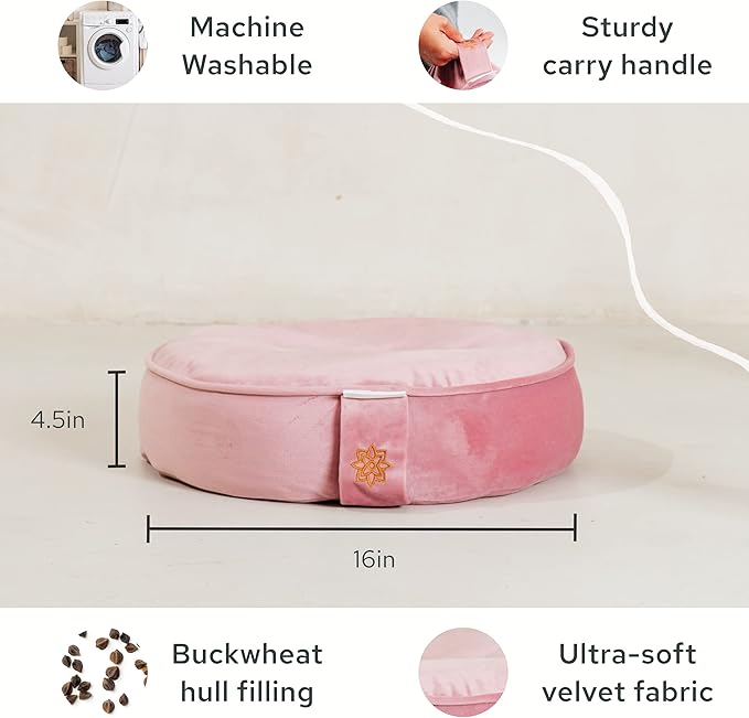 Mindful and Modern Velvet Meditation Cushion - Luxury Zafu Floor Pillow for Yoga - Large Buckwheat Meditation Pillow with Luxe Removable Cover in Six Colors-GravixFit