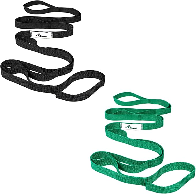 Stretching Strap Yoga Straps for Physical Therapy, 10 Loops Non-Elastic Stretch Band for Pilates, Flexibility, Exercise and Gymnastics-GravixFit