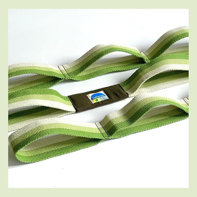California Yoga Strap | Yoga Belt with Loops | 12 Multi Loop & Non-Elastic | Stretching Strap | Gym Workout & Exercise Bands | Physical Therapy | Improves Sitting Posture for Women & Men-GravixFit