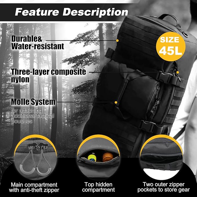 3 In 1 Military Backpack Travel Duffle Bag for Weekender Gym Traveling Workout Deployment-GravixFit
