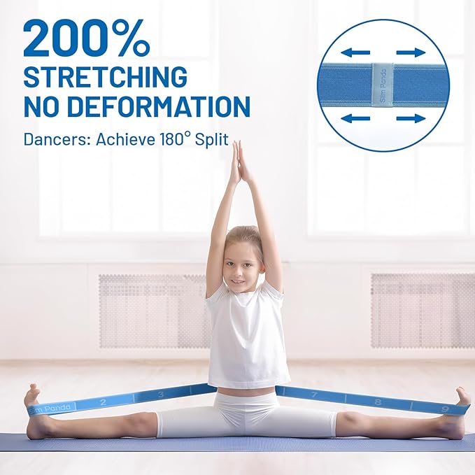 Slim Panda Stretch Strap, Dance Stretch Bands Flexibility, Elastic Yoga Stretching Strap with 9 Loops for Physical Therapy, Pilates, Yoga, Ballet, Gymnastics Stretching Bands for Exercise-GravixFit