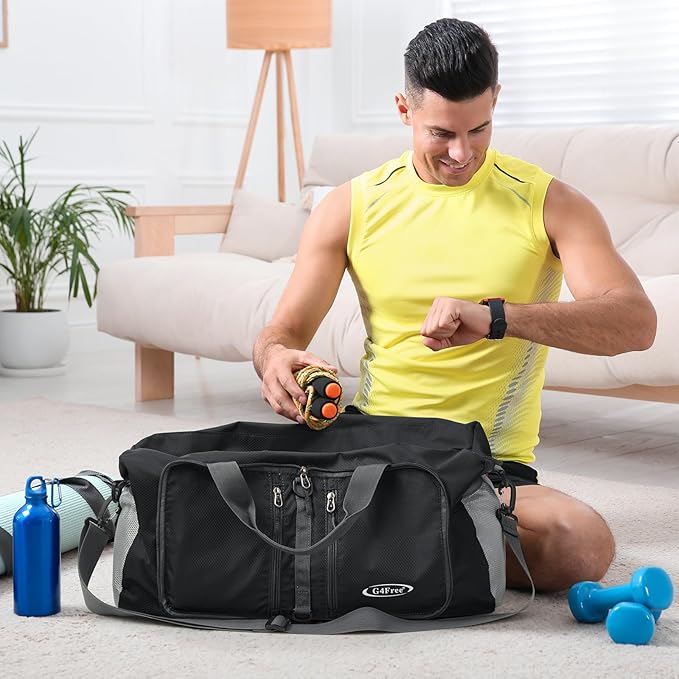 G4Free 40L/65L Foldable Duffel Bag, Water-Repellent Travel Backpack, Lightweight Carry Bag for Overnight Weekender Sports Men Women-GravixFit