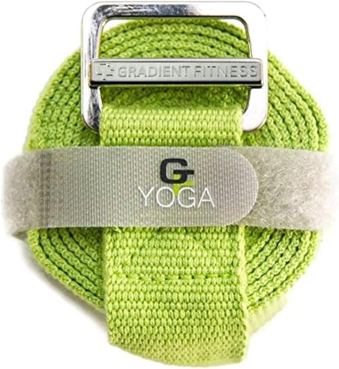 Gradient Fitness Yoga Strap, Friction-Less Easy-Feed Buckle, Super Soft Cotton/Polyester Blend Webbing, Free eGuide. (8 Feet)-GravixFit