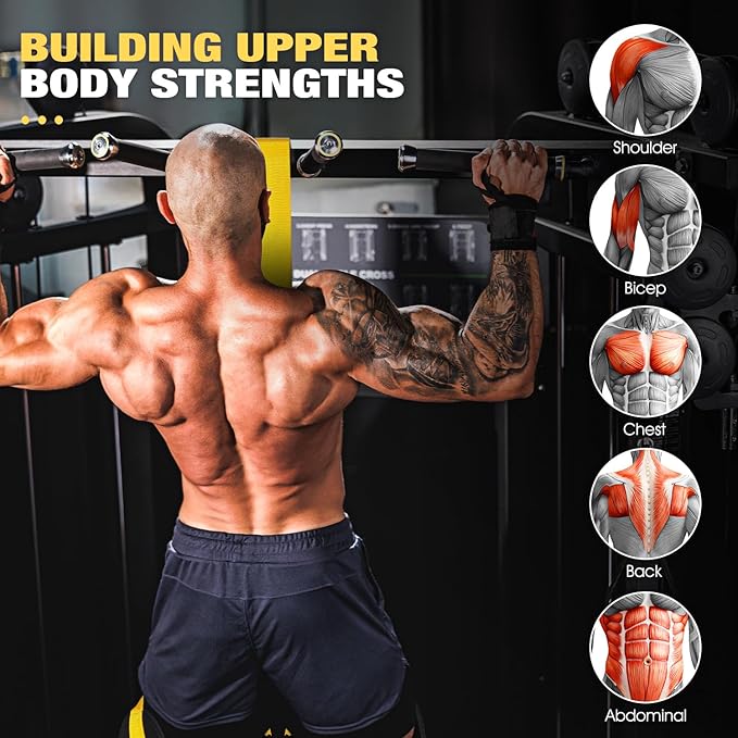 HPYGN Pull Up Assistance Bands, Heavy Duty Resistance Band for Pull Up Bar, Adjustable Weight/Size with Fabric Feet/Knee Rest, Bands for Pull Up Assist for Strength Training, Pull Up Assist Band-GravixFit