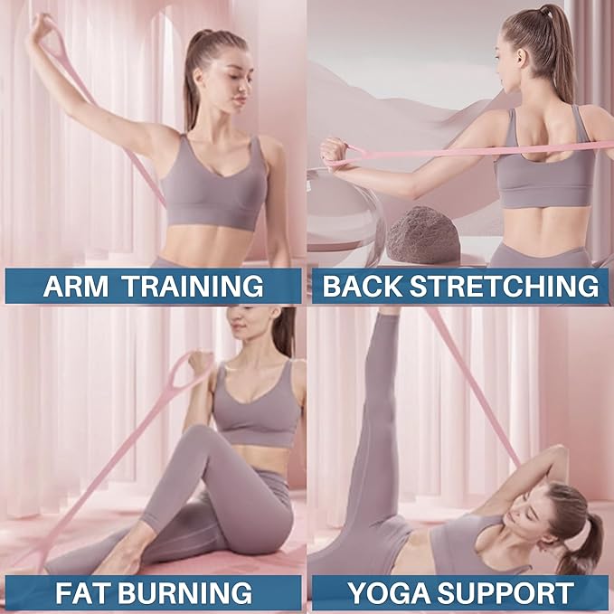 LEZER Figure 8 Resistance Band, Fitness Elastic Rope, Execrise Workout for Arm, Back, Chest and Shoulder, Yoga, Pilates, Stretching, Physical Therapy Equipment-GravixFit