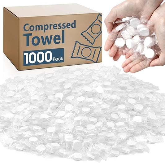 1000 PCS Compressed Towel, Mini Compressed Towel Tablets, Disposable Compressed Face Towels, Camping Towel, Portable Bulk Compressed Coin Tissues for Home, Travel, Outdoor Sports-GravixFit