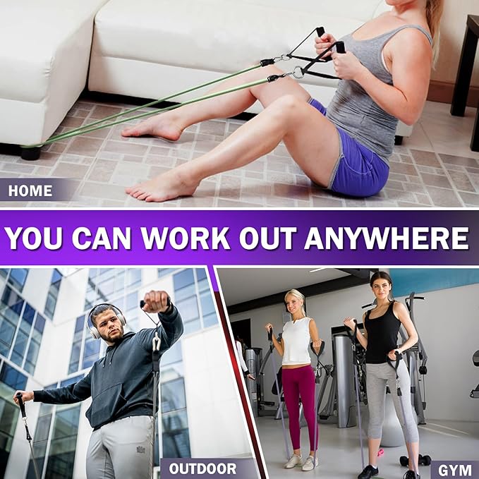 WHATAFIT Resistance Bands, Exercise Bands，Resistance Bands for Working Out, Work Out Bands with Handles for Men and Women Fitness, Strength Training Home Gym Equipment-GravixFit