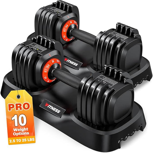 Adjustable Dumbbells Set of 2, 1 Hand Adjustable Weights Dumbbells Set, 5 in 1/10 in 1 Free Dumbbell with Anti-Slip Texture Handle, 25/55/80lb Pair Weight Set For Home Gym Suit both Men and Women-GravixFit
