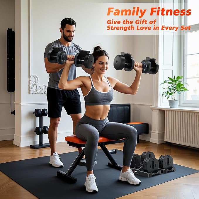 Adjustable Dumbbells Set of 2, 1 Hand Adjustable Weights Dumbbells Set, 5 in 1/10 in 1 Free Dumbbell with Anti-Slip Texture Handle, 25/55/80lb Pair Weight Set For Home Gym Suit both Men and Women-GravixFit
