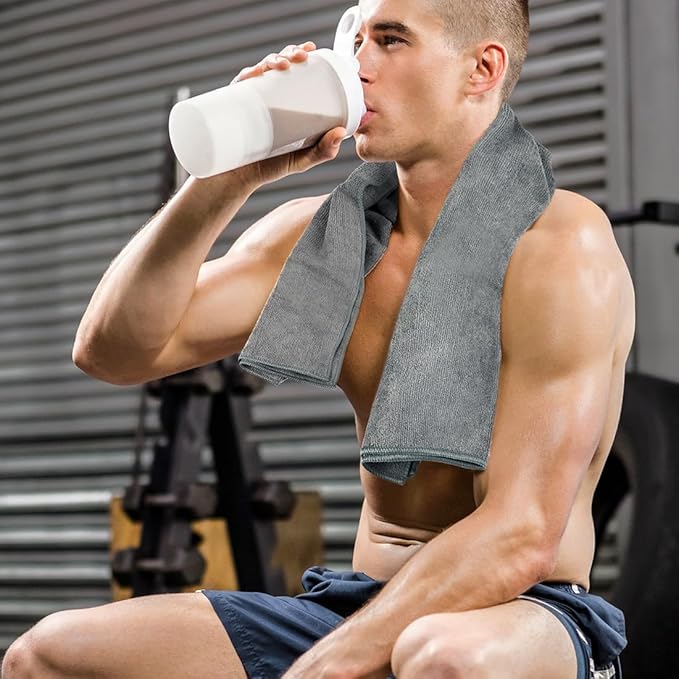 Orighty Gym Towels, Highly Absorbent Sweat Towels, Soft and Quick Drying Gym Towel for Daily Use, Multi-Purpose Towel for Sport, Salon, Spa, Hotel, 16 x 27 Inch, Grey, 3 Pack-GravixFit