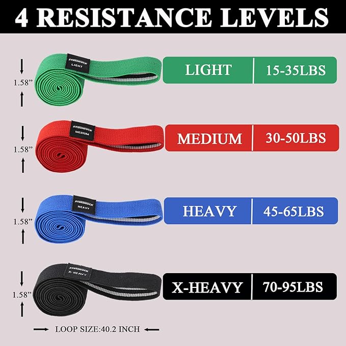 Fabric Resistance Bands for Working Out, 3 and 4 Levels Booty Bands Long Resistance Bands for Women and Men | Elastic Bands for Exercise Bands Resistance Workout Bands Resistance-GravixFit