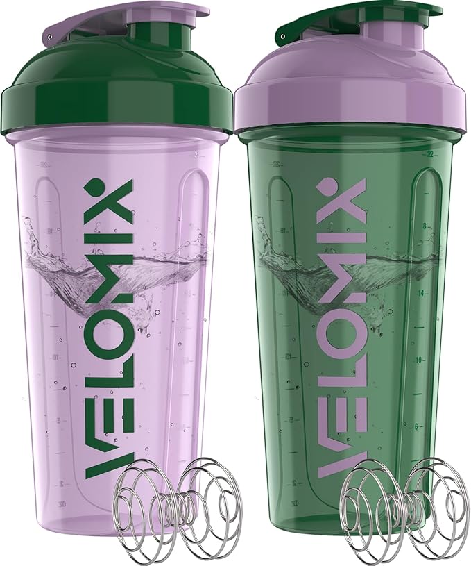 '-2 Pack- 28 oz Protein Shaker Bottles for Protein Mixes - 2x Wire Whisk | Leak Proof Shaker Cups for Protein Shakes | Protein Shaker Bottle Pack (Flower Set)-GravixFit