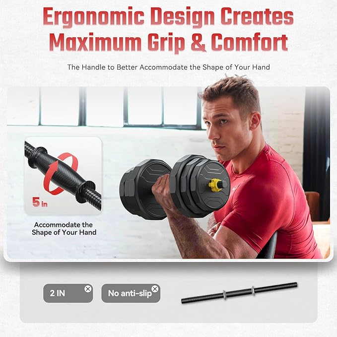 FEIERDUN Adjustable Dumbbells, 40/48/68/88lbs Free Weight Set with 4 Modes, Used as Barbell, Kettlebells, Push up Stand, Fitness Exercises for Home Gym Suitable Men/Women-GravixFit