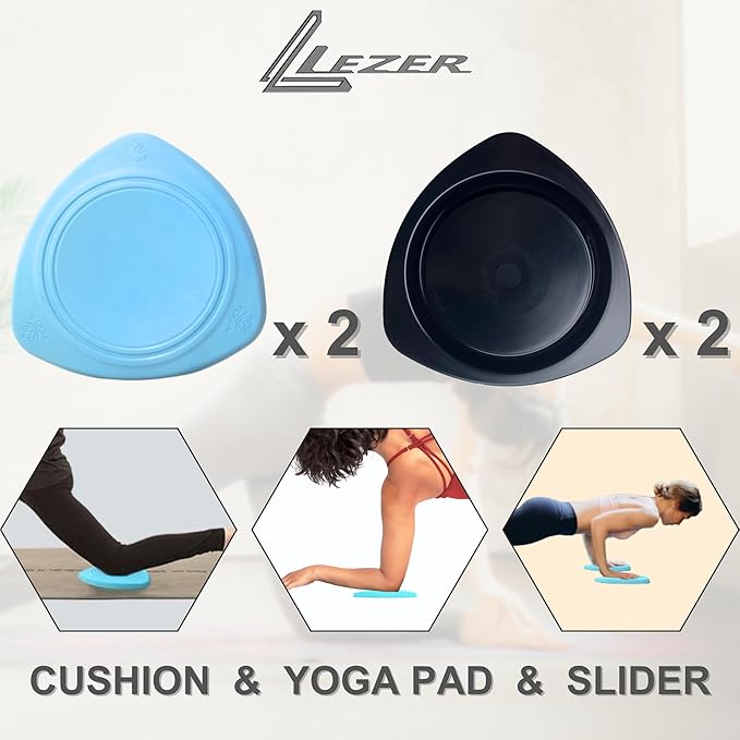 LEZER 2 IN 1 Yoga Knee Pad Slider, Core Gliding Disc, Extra Thick Yoga Mat, Cushion, Wrist Support, Exercise, Home Gym Workout Equipment, Honeycomb Structure, Set of 2-GravixFit