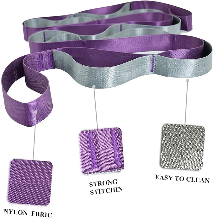 SANKUU Yoga Straps Stretching Strap with 12 Loops Workout Poster, Straps for Stretching Physical Therapy Equipment Long Stretch Out Bands for Exercise, Pilates and Gymnastics for Women Men-GravixFit