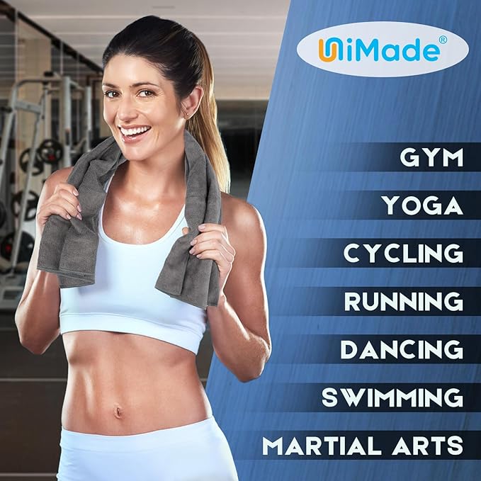 48 Pack Gym Towels Set - Highly Absorbent and Quick Drying Microfiber Salon Towels, Premium Hand Cloths for Bathroom, Gym, Shower, Hotel, and Spa - 16x27 inch (Grey)-GravixFit