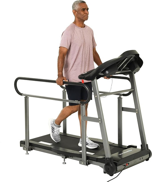 Senior Fitness Treadmill, 400 lb Capacity, Safe Design with Full-Length Rails, Low Step-Up Height, 0.2–4 MPH Motorized Walking Treadmill for Elderly, Recovery & Home Exercise-GravixFit