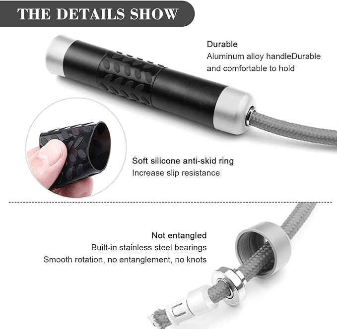 Redify Weighted Jump Rope for Workout Fitness(1LB), Tangle-Free Ball Bearing Rapid Speed Skipping Rope for MMA Boxing Weight-loss,Aluminum Handle Adjustable Length 9MM Fabric Cotton+9MM Solid PVC Rope-GravixFit