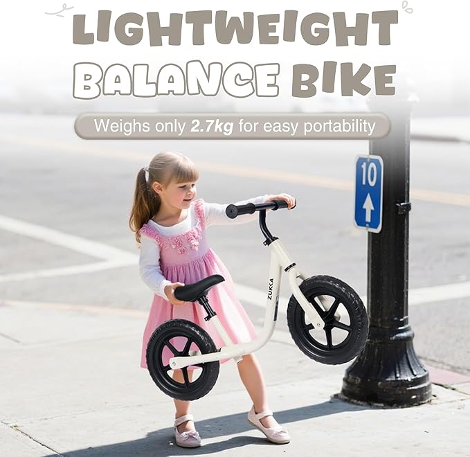 12 inch Toddler Balance Bike Adjustable Handlebar & Seat Anti-Slip Grip Suitable for 2-5 Years Old with Footrest Lightweight for Tolddlers Boys Girls Multiple Colors to Choose-GravixFit
