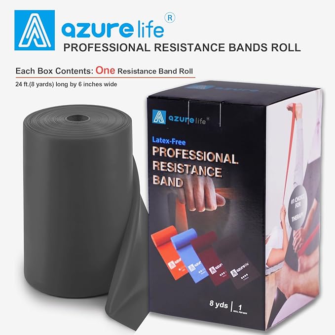 Professional 8 Yards Bulk Resistance Bands Rolls or 5,6,7 ft. Long Non-Latex Elastic Exercise Bands, Stretch Bands for PT, Yoga, Pilates, Rehab, at-Home or The Gym Workouts-GravixFit