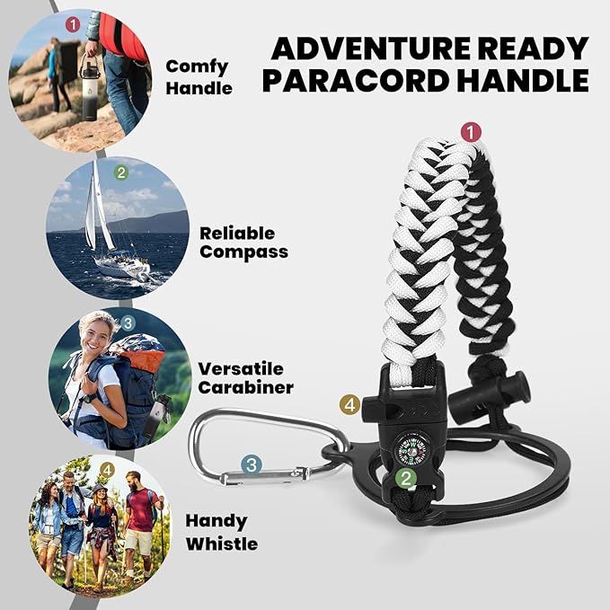 Insulated Water Bottle 20 oz, Triple Wall Vacuum Stainless Steel (Cold for 48 Hrs), Leak Proof & Non-BPA, Kids Water Bottle Jug for School with Straw Spout Lids, Ombre: White/Black-GravixFit