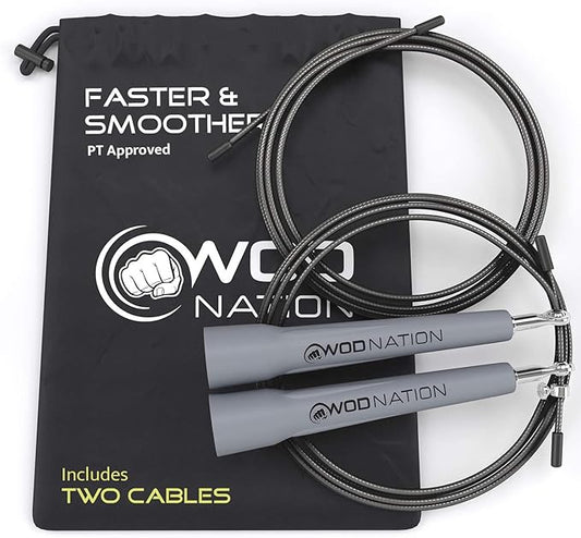 WOD Nation Adjustable Speed Jump Rope For Men, Women & Children - Blazing Fast Fitness Skipping Rope Perfect for Boxing, MMA, Endurance-GravixFit