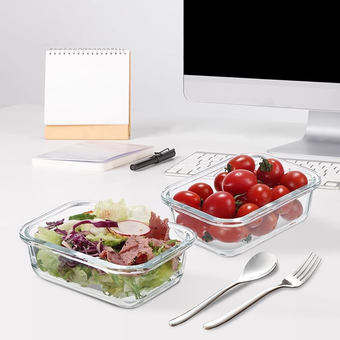 12 Pack 22oz Glass Meal Prep Containers, Food Storage Containers with Lids, Air-Tight, Leak-Resistant, Freezer to Microwave Safe - Grey Set-GravixFit