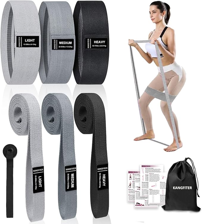 Long and Short Fabric Resistance Bands with Door Anchor 7 PCS, Non-Slip Stretch Booty Bands for Working Out Women & Men, Loop Exercise Elastic Bands for Home Physical Therapy Yoga Pilates-GravixFit