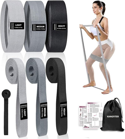 Long and Short Fabric Resistance Bands with Door Anchor 7 PCS, Non-Slip Stretch Booty Bands for Working Out Women & Men, Loop Exercise Elastic Bands for Home Physical Therapy Yoga Pilates-GravixFit