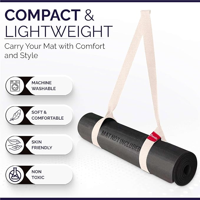 Yoga Mat Straps 2 in 1 - Cotton - Adjustable anti-slip straps for yoga, pilates, stretching, for carrying mats-GravixFit