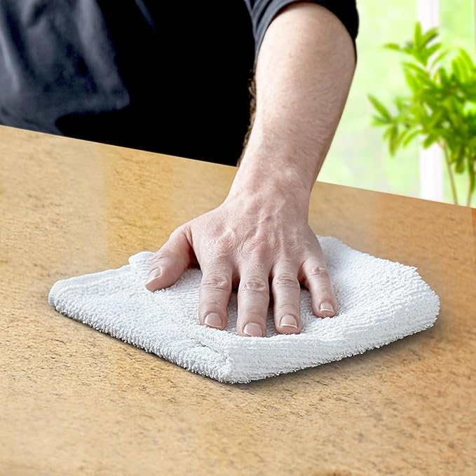 Avalon Towels Terry Bar Mop Towels (Value Pack of 36) Size 14"x17" – Absorbent and Durable, Multipurpose Cleaning Rags, Cotton Cleaning Cloths, Terry Cloth Rags, Reusable Shop Rag (White)-GravixFit